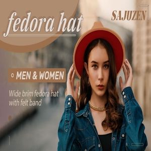 Wide Brim Fedora Hats for Women Men Two Tone Dress!!
